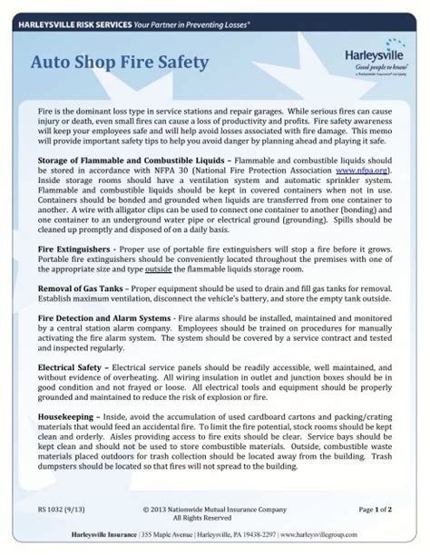 Auto Shop Fire Safety