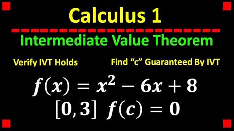 Intermediate Value Theorem Example YouTube Theorems Calculus