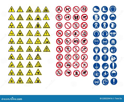 Iso 7010 Sign Warning Set Symbol Cartoon Vector
