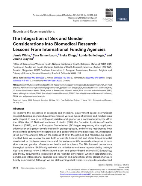 Pdf The Integration Of Sex And Gender Considerations Into Biomedical Research Lessons From