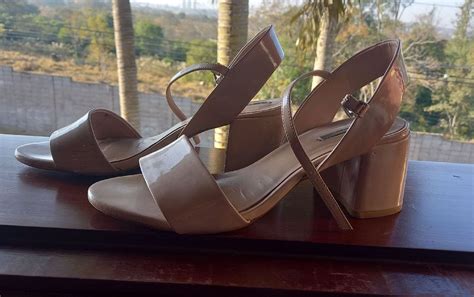 Sand Lia Nude Salto Quadrado Ver O Sand Lia Feminina Zara Usado Enjoei