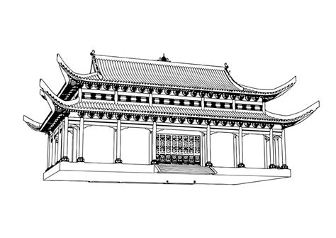 Premium Vector | Drawing of an ancient japanese house on a white ...