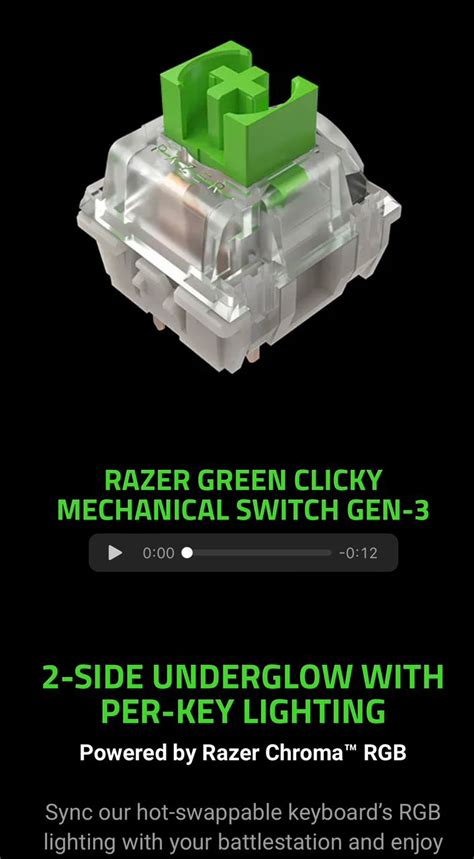 Razer Blackwidow V Compact Hot Swappable Mechanical Gaming Keyboard Tactile Chroma Rgb