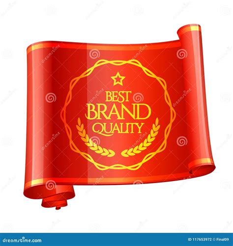 Curved Red Ribbon Brand Quality Mark Stock Vector Illustration Of