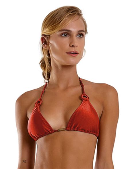 Parte Superior De Bikini En Rojo Con Anillas Top Sexy Liso Vermelho