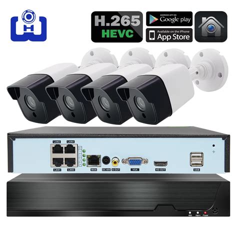 4ch 3MP POE комплекты H.265 система видеонаблюдения PoE NVR наружная ...
