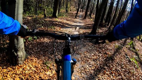 Amateur Rider On The Enduro Bike Riding On The Trail In The Autumn Season Stock Image Image Of