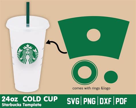 24oz Starbucks Template SVG Pre Size For Venti Cold Cup 24 Oz 24oz