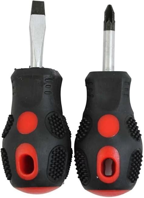 pc stubby screwdriver set flat slotted head pz pozi drive hand tool diy