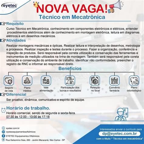 Vagas Tecnico Em Mecatronica - Técnico em Mecatrônica - IFSP - Campus Araraquara