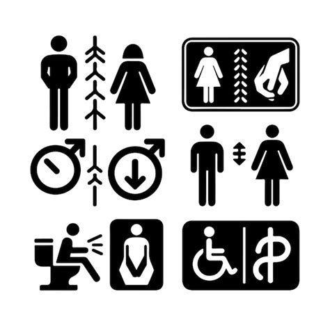 Toilet Sign Vector Set Of Toilet Signs Silhouette Vector Premium AI