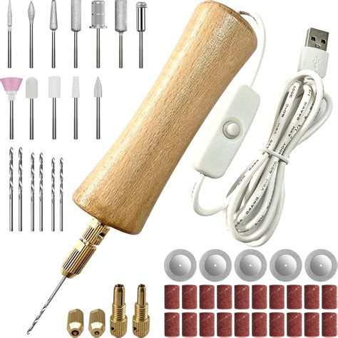 Xized Electric Resin Jewelry Drill Set Pcs Wooden Body Hand Drill