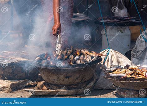 Fish Smoking Process For Home Use. Hot Smoked Fhish. Close Up Smoking