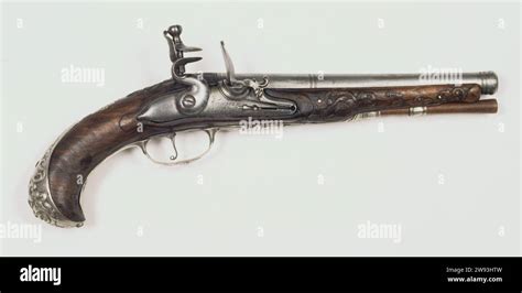 Flint Gun With Battery Lock Anonymous C 1750 C 1800 Flintlock Pistol Flint Gun With