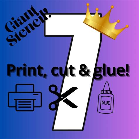 Giant Number 7 Stencil Template Printable Large Number For Crafts