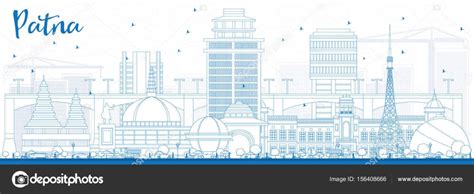 Outline Patna Skyline with Blue Buildings. Stock Vector by ©booblgum ...