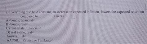 Solved 8 Everything Else Held Constant An Increase In Chegg