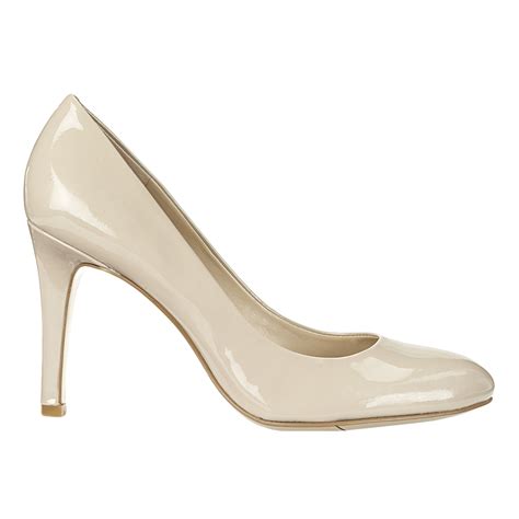 Nine West Caress Round Toe Pump In Taupe Patent Leather White Lyst