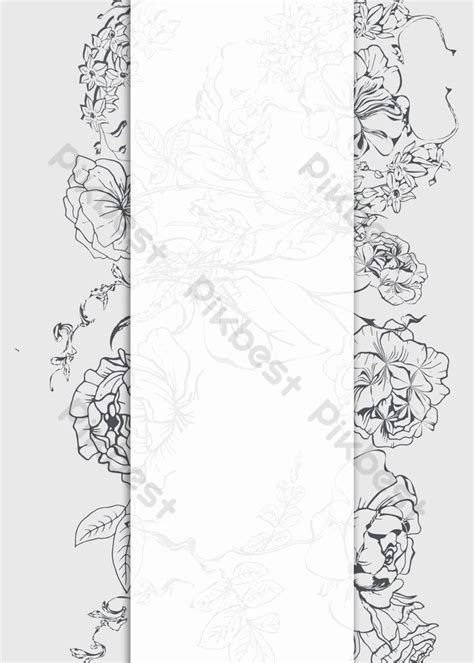 Black White Floral Pattern And Wedding Simple Border Background Psd