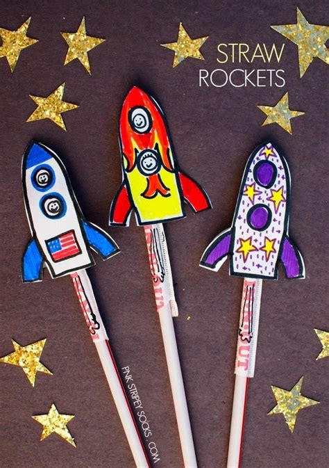 Straw Rockets Space Crafts For Kids Easy Crafts For Kids Diy