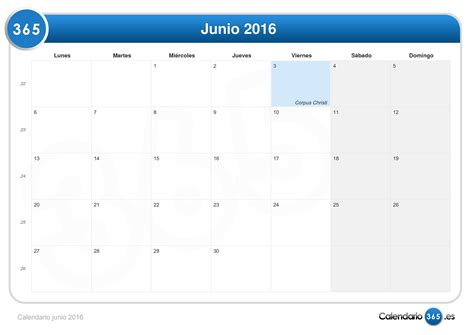 Calendario Junio 2016
