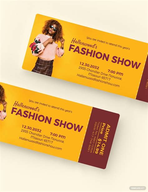 Fashion Show Event Ticket Template In Pages Illustrator Word Psd