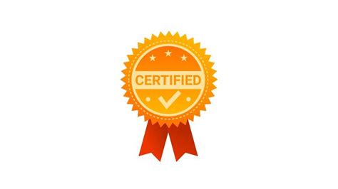 certified icon badge ribbon gold symbol sign animation isolated