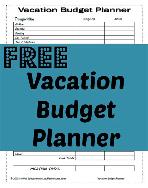 vacation budget planner printable