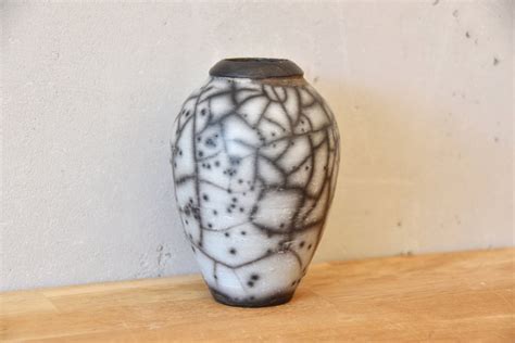 Ceramic Naked Raku Vase Made In Israel Raku Alternative Firing Home Decor Housewarming Gift