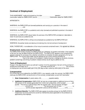 AAPPM Sample Contract Template for DPM as Employee - Fill and Sign ...