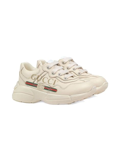 Gucci Kids' Toddler Logo Leather Sneakers In Neutrals | ModeSens