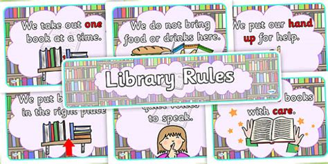 Library Rules Display Poster Pack Library Library Rules