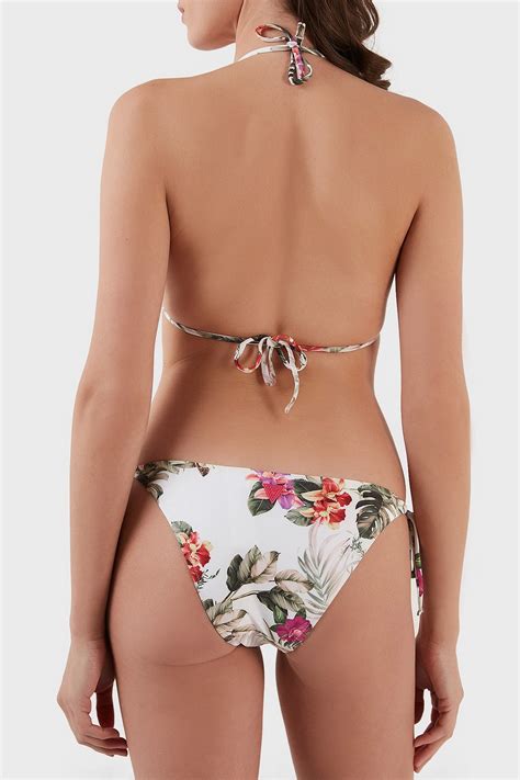 Guess Desenli Mikrofiber Yandan Ba Lamal String Bayan Bikini Alt E O Mc P W Beyaz Ye L