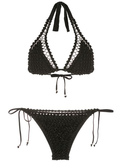 Amir Slama Crochet Layer Bikini In Black ModeSens