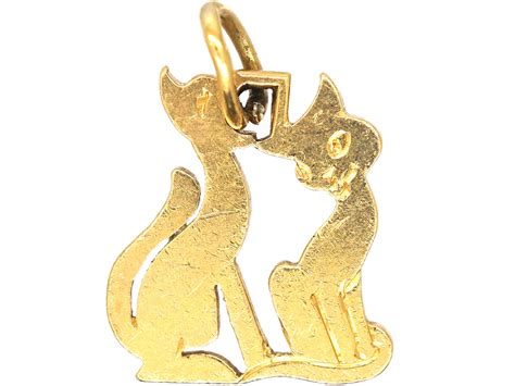 Two 18ct Gold Pussy Cats By Cartier In The Original Case 393W The