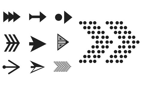 Set Different Arrows Mark Collections Arrows Pointers Flat Style