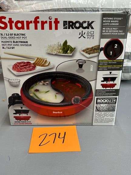 STARFRIT THE ROCK 3 2 QT ELECTRIC DUAL SIDED HOT POT IN BOX Earl S Auction Company