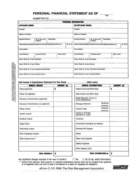 Personal Financial Statement Template Fill Online 46 Off