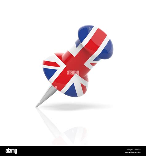 UK flag concept. English flag push pin isolated on white background. 3d ...