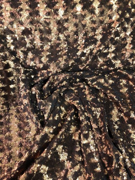 Chevron Pattern Sequins On Stretch Mesh Fabric 52 Wide Beautiful Bronze Color Sequins Fabric On