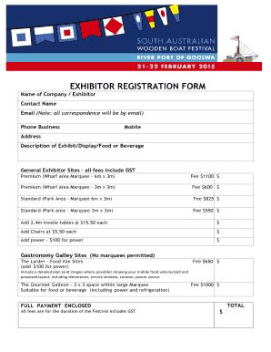 Fillable Online Exhibitor Registration Form South Australian Wooden