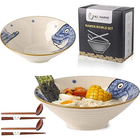 Amazon Ceramic Ramen Bowl Set Piece Large White Oz