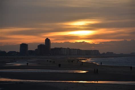photo oostende sunset sea orange sun  image  pixabay