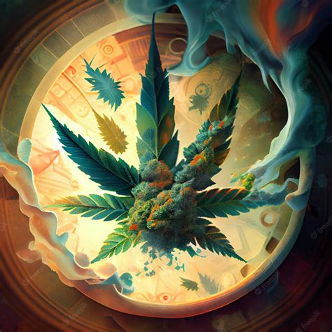 Premium Photo | Digital painting of a marijuana leaf in front of a clock generative ai