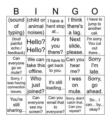 Conference Call Bingo Card