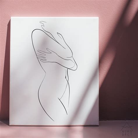 Nude Woman One Line Art Female Body Line Drawing Print Printable Wall Art Single Line Art