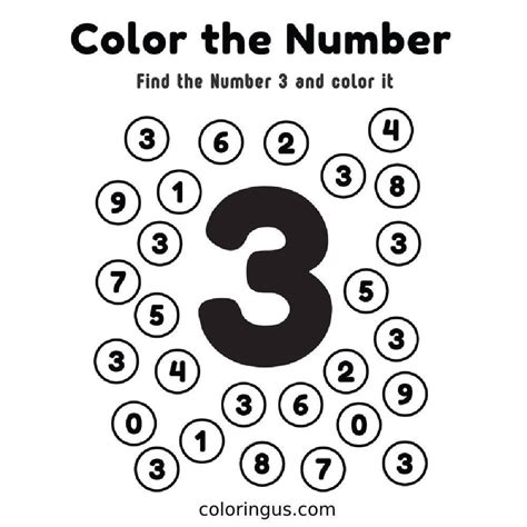 Simple Number 3 Sheet Coloring Page | Coloringus.com