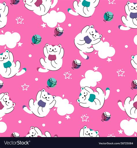 A Pattern Funny Cats And Balls Yarn Royalty Free Vector