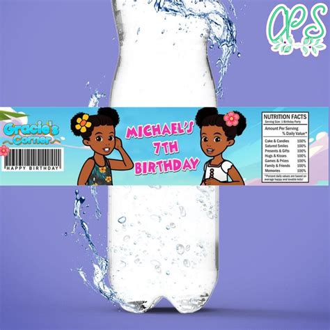 Gracies Corner Birthday Water Bottle Label Template Partyinvitedesign