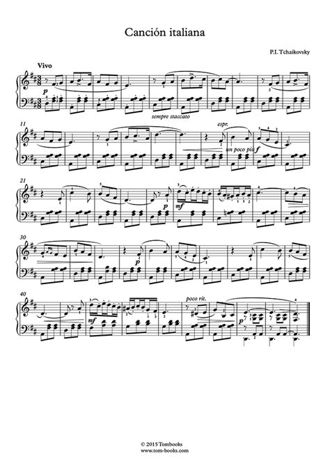 Italian Song Tchaikovsky Piano Sheet Music
